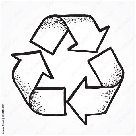 Sketch Doodle Recycle Reuse Reduce Symbol Isolated Recycle Icon Sign