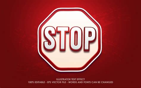 Premium Vector Editable Text Effect Stop Icon Style Illustrations