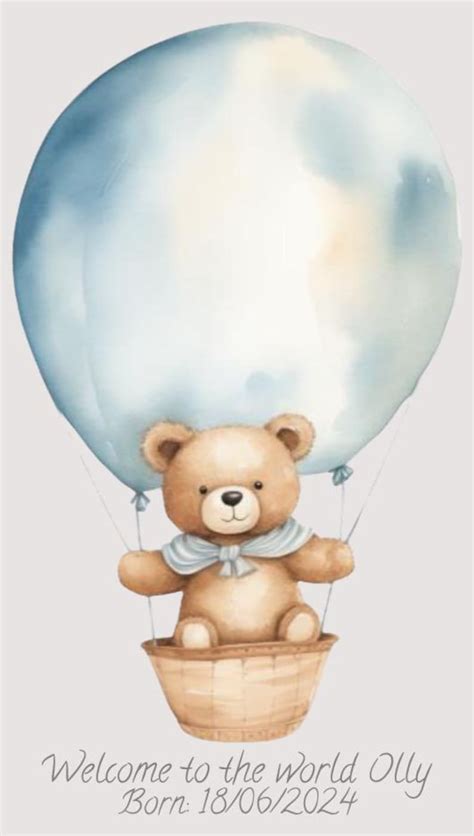 Customizable Teddy Hot Air Balloon Decor Personalized Baby Nursery Gift For Newborns Etsy