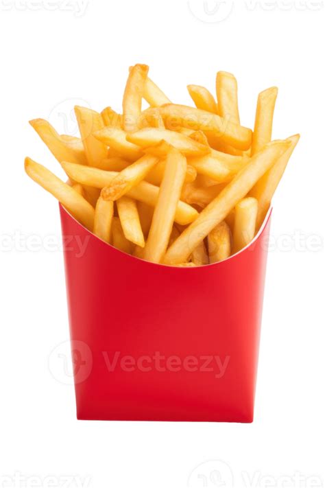 Ai Generated Crispy French Fries In Red Container Png