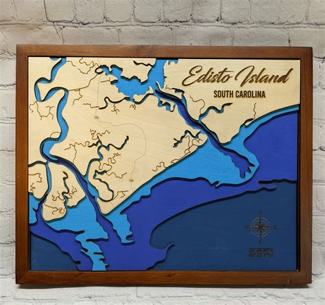 Edisto Island Sc 3d Wall Art Layered Wood Map 4 Layers Etsy