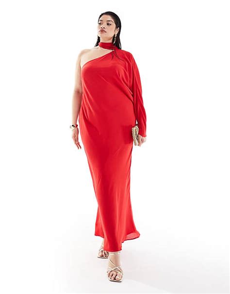 Asos Design Curve Exklusives Maxikleid In Rot Mit Einem