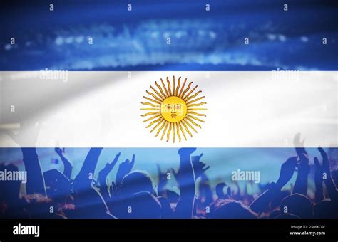 Soccer Supporters In Stadium And Argentina Flag Stock Photo Alamy