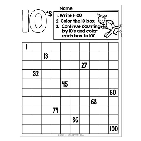 Skip Counting Number Grid Worksheet Skip Counting By 10 Lucky Little Learners