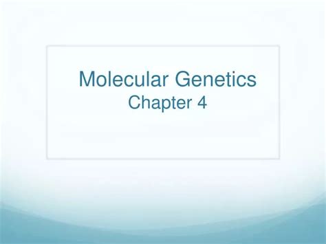 PPT Molecular Genetics Chapter 4 PowerPoint Presentation Free