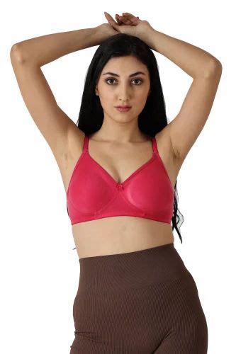 Lycra Cotton Push Up Women Plain Pink Bra Size Medium At Best Price