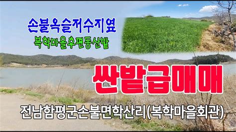 🏕23 043 전남함평군지역토지 손불면학산리땅 🏞복학마을후편옥슬저수지제방옆손무로함평항옥실삼거리염산밭476py매매