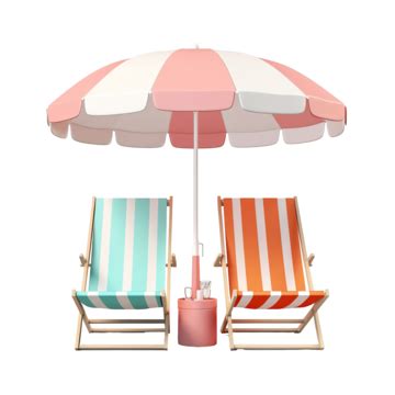 3d Chair And Umbrella Beach Beach Summer Travel PNG Transparent