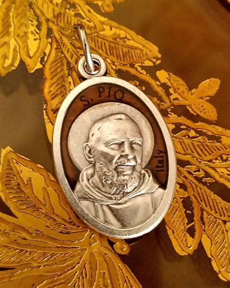 Blessed St Padre Pio Medal W Relic Of Father Pio Etsy