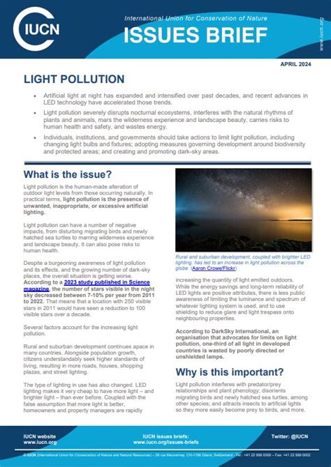 Light pollution - resource | IUCN