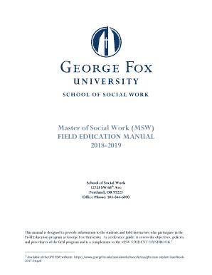 Fillable Online Master Of Social Work Msw Field Education Manual Fax