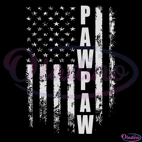 Pawpaw American Flag SVG Silhouette Digital File Dad Svg