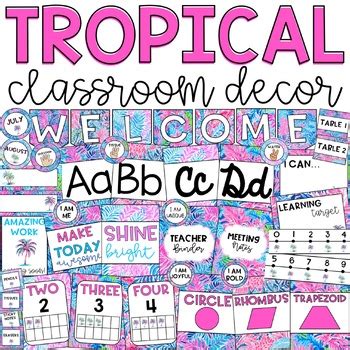 Preppy And Tropical Classroom Decor Mega Bundle By Christine S Crafty