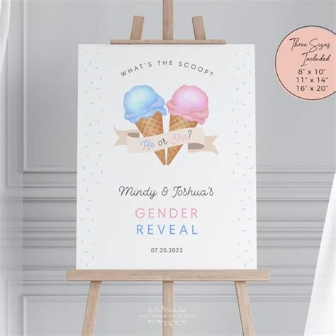 Ice Cream Gender Reveal Invitation Whats The Scoop Pink Etsy