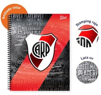 Cuaderno 29 7 Tapa Flexible 80 Hojas Rayado River Plate