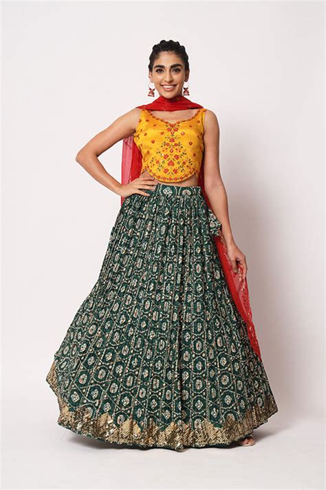 Green Art Silk Sequence Embroidered Work Lehenga Choli