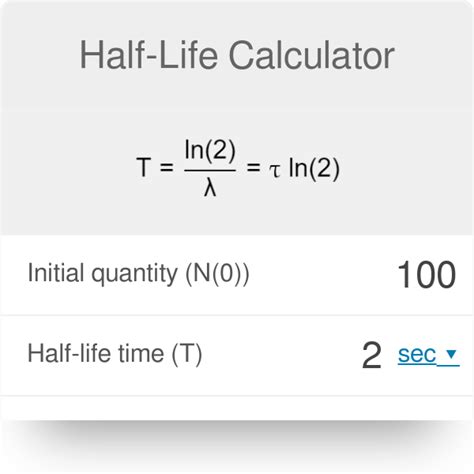 Half Life Chemistry Formula