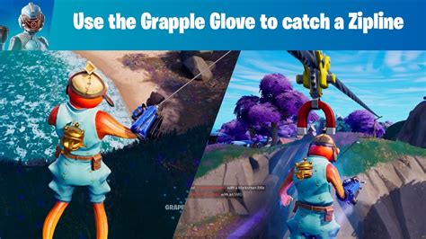 Fortnite วิธีทำ Use The Grapple Glove To Catch A Zipline While Airborne