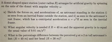 Solved A Donut Shaped Space Station Outer Radius R Chegg