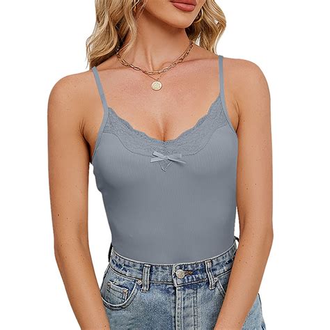 Ameiaea Summer Camisoles Tops For Women Lace Spaghetti Strap Tank Top