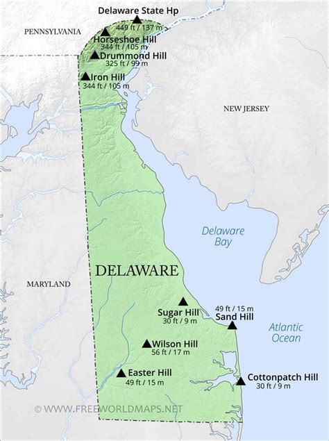 Physical Map Of Delaware