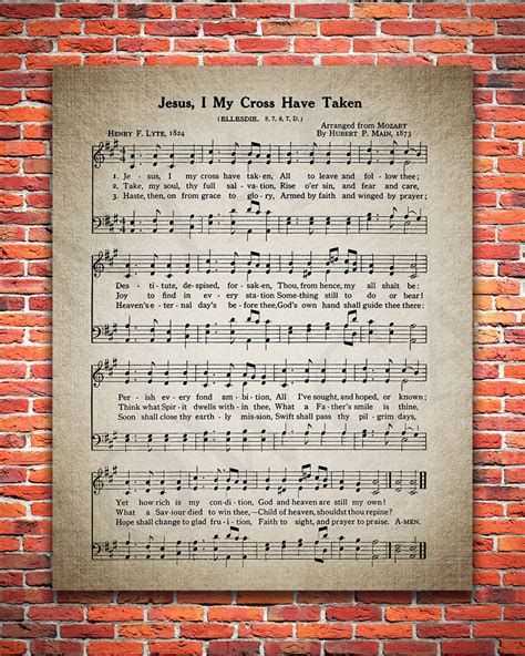 Jesus I My Cross Have Taken Hymn Print Sheet Music Art Etsy