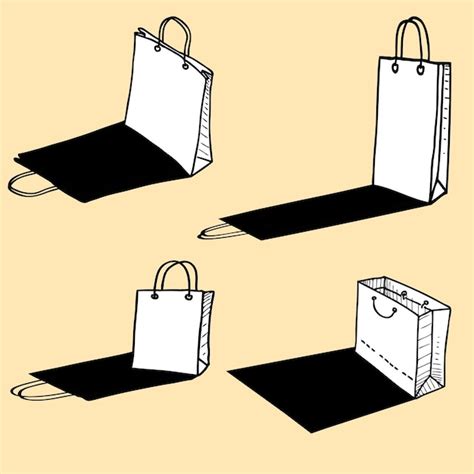 Desenhos Vetoriais De Sacolas De Compras Sombras Vetor Premium