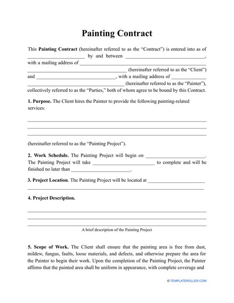 Painting Contract Template Fill Out Sign Online And Download Pdf