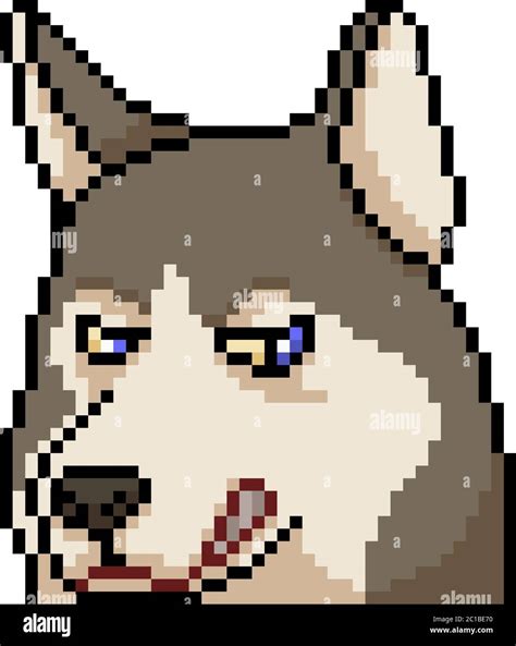 Vector Pixel Art Husky Expresión De Cara Dibujos Animados Aislados Imagen Vector De Stock Alamy