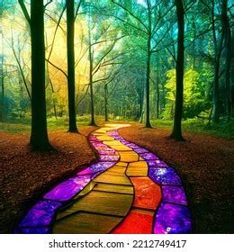 Path Paved Stained Glass Winding Through Stock Illustration