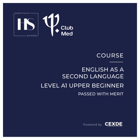 English As A Second Language Esl Level A Upper Beginner Passed With