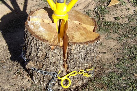 Splitting Firewood With Log Splitter