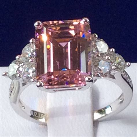 Pink Diamond Engagement Ring Ring 925 Emerald Cut Simulated Etsy