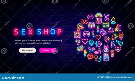 Sex Shop Neon Landing Page With Circle Layout Sexual Items Market Flyer For Intimate Store