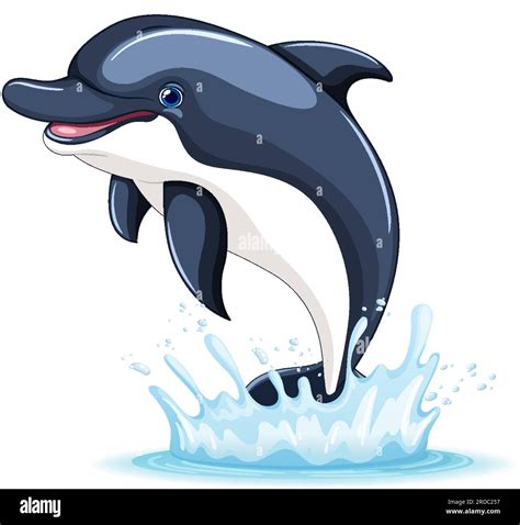 A Vector Cartoon Illustration Of A Dolphin Jumping Out Of The Water