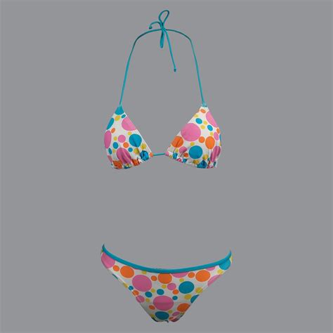 BUZZ DI Pink Orange Blue Polka Dot Triangle Hipster S Style Bikini Wardrobe Works