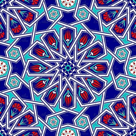 Turkish Iznik Tile Motif Vector Pattern Ottoman Wall Paper Picture