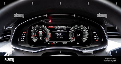 Close Up Shot Of A Fully Digital Speedometer In A Car Car Digital