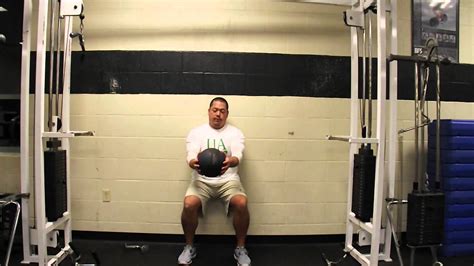 Wall Squat Med Ball Rotation Youtube