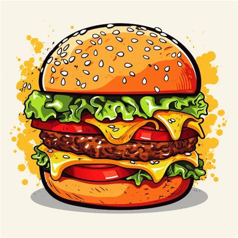 Vector hamburguesa hamburguesa comida ilustración icono foto rápida