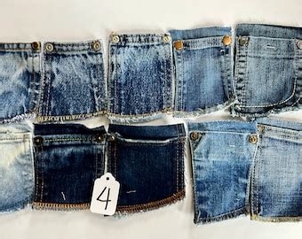 Pockets Salvaged Denim Blue Jean Back Pockets Etsy