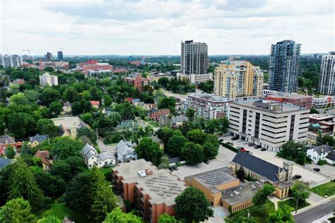 Aerial of Waterloo, Ontario, Canada Downtown Stock Image - Image of ...