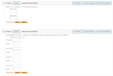 Solved 1 1 Points DETAILS LARCALCET7 3 4 JIT 001 MI MY Chegg