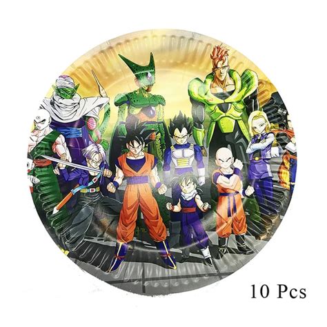 Dragon Ball Z Son Goku Party Decorations Tableware Paper Cup Plate Tissue Baby Shower Balloons ...