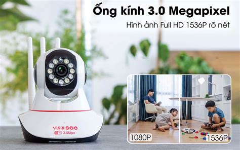 Camera Yoosee 3 Râu HK215s Xoay 360 Màu Đêm Đàm Thoại 2 Chiều