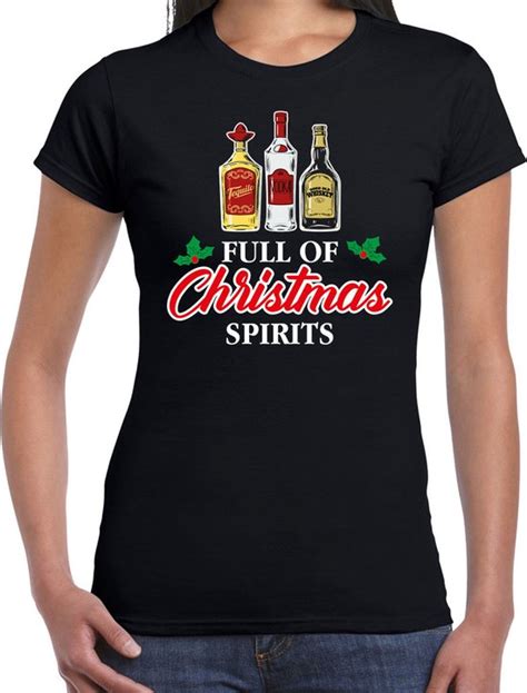 Bellatio Decorations Foute Drank Humor Kerst T Shirt Dames Zwart Xs