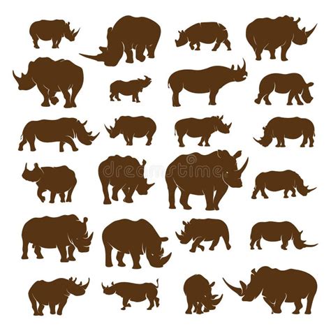 Set Of Rhino Logo Design Vector Template Vector Rhino Silhouette Stock