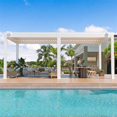 JoyHousey 20 Ft W X 10 Ft D Aluminum Pergola With Canopy Wayfair