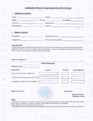 Fillable Online Application Form For Approval Of New LPG Cvlinder Fax