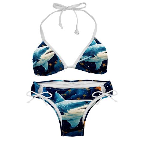 Starry Shark Detachable Sponge Adjustable Strap Bikini Set Two Pack